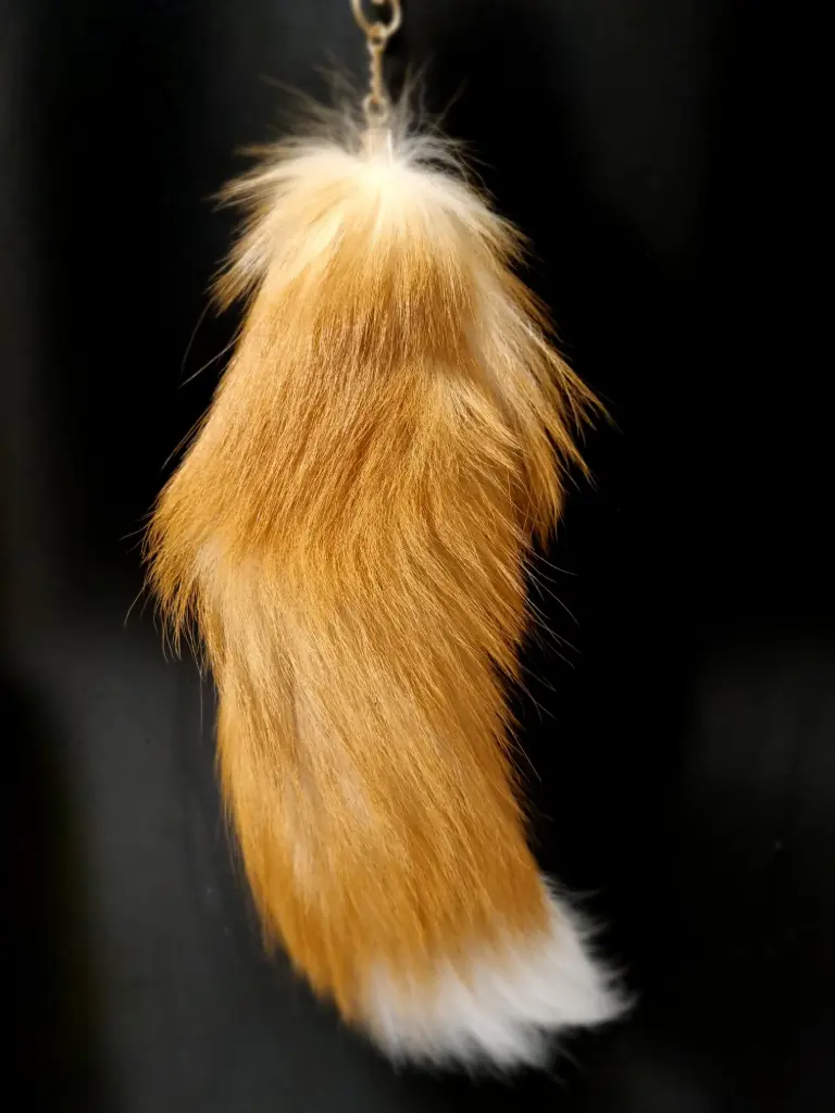 Orange+White Fox Tail Keychain