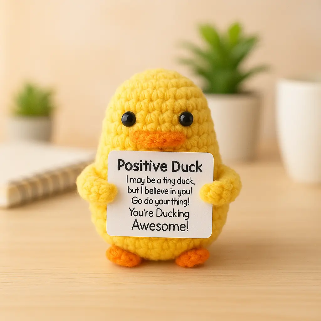 Positive Duck Crochet Amigurumi | Desk Buddy Gift – Luxsel